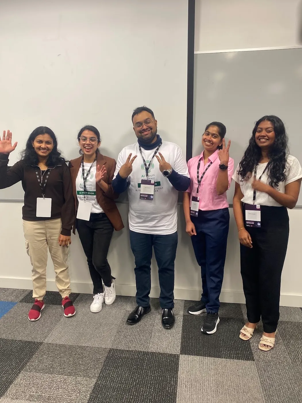 The arara team on Friday night at the Aotearoa AI Hackathon Festival 2026.