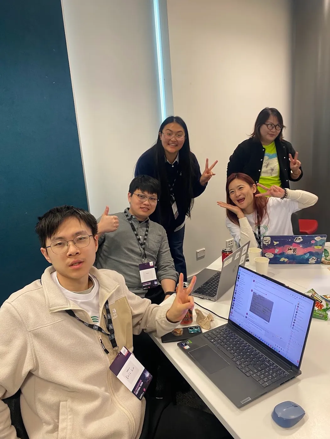 The route team on Friday night at the Aotearoa AI Hackathon Festival 2026.