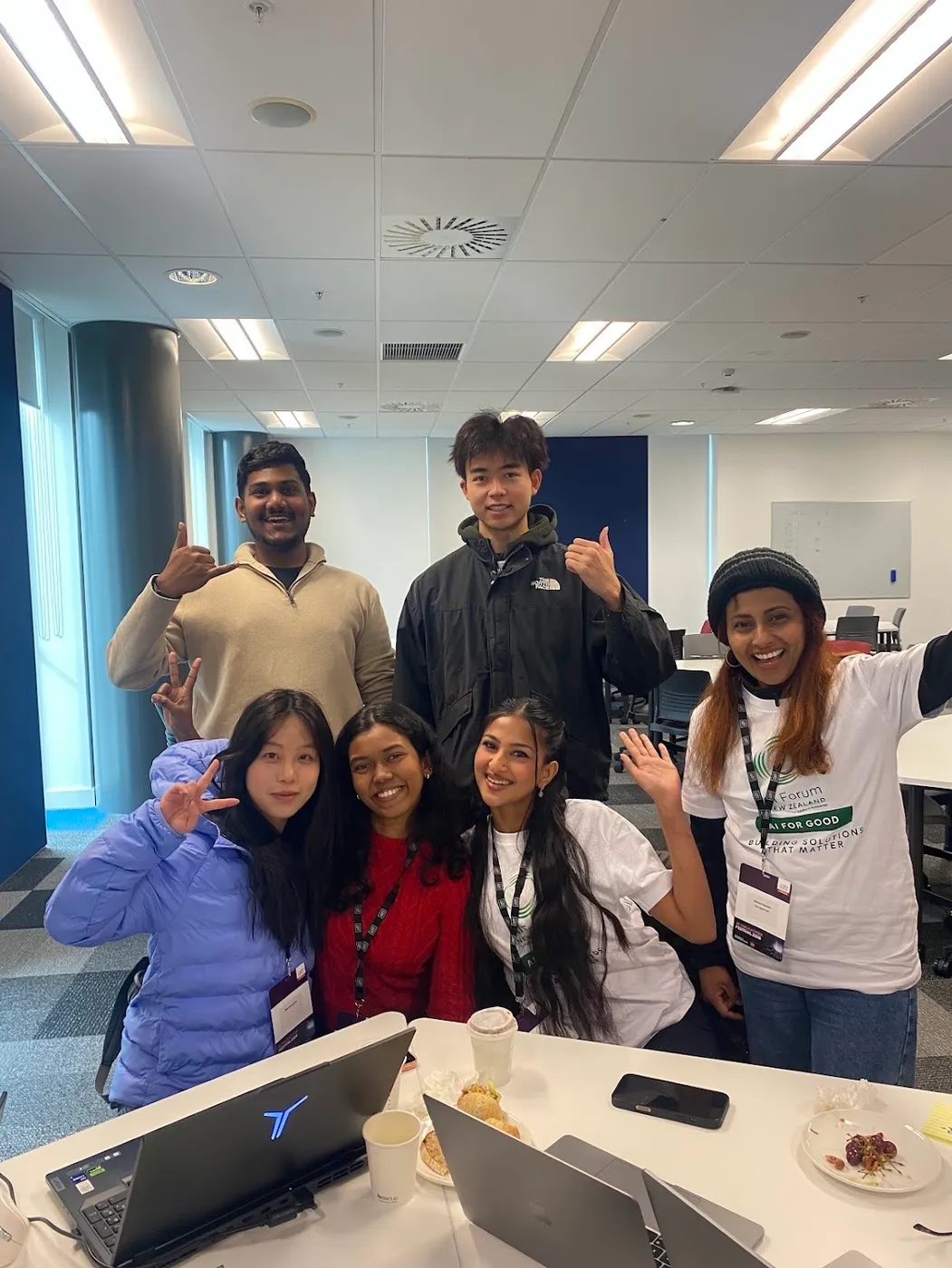 The super-6 team at the Aotearoa AI Hackathon Festival 2026.