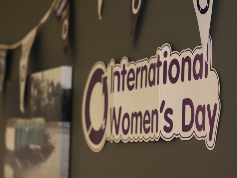 Poster image with text International woman's day